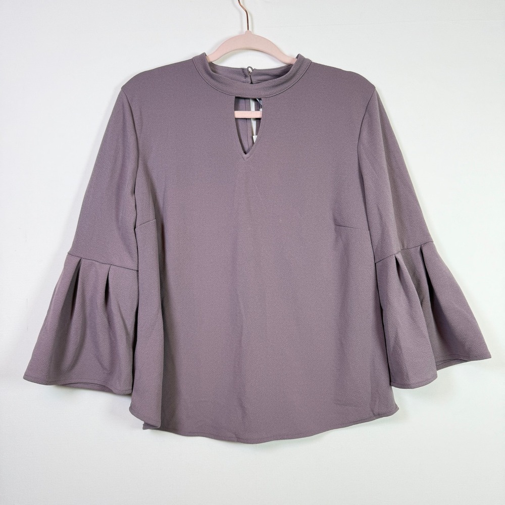 SWEET PEA Mauve Keyhole Mock Neck Bell Sleeve Blouse Large
